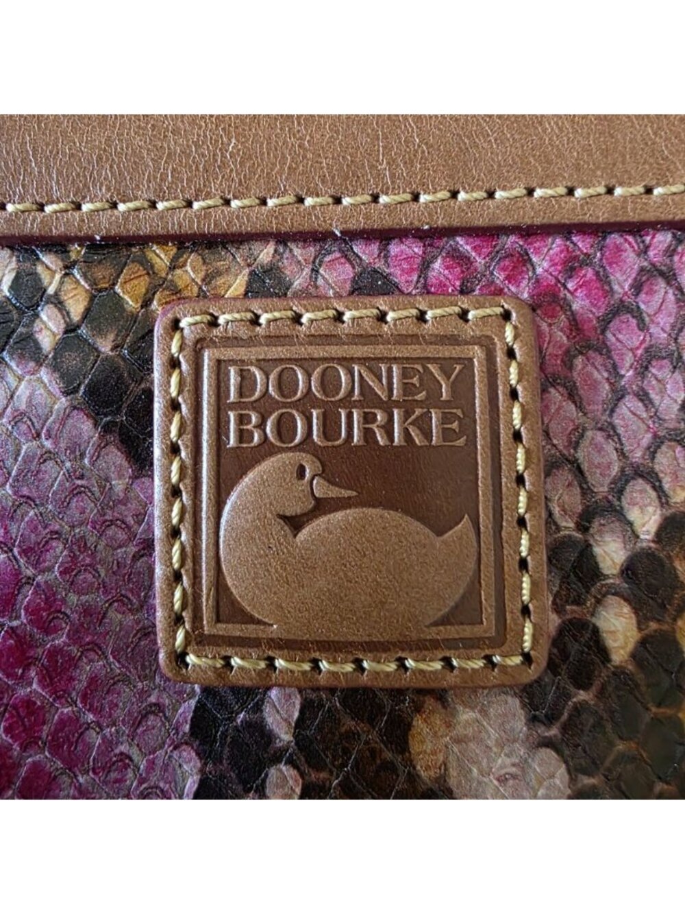 NWT Dooney & Bourke Pink Python Snake Leather Large Slim Wristlet Clutch Rare - Picture 3 of 16